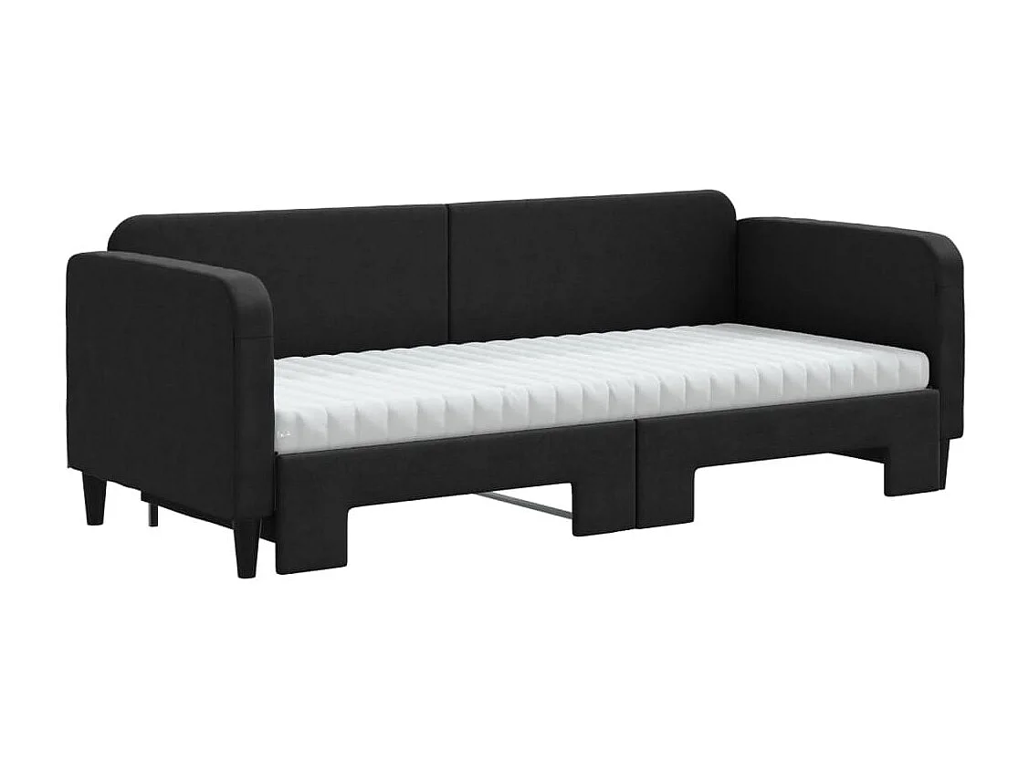 Divano Letto Estraibile con Materassi Nero 80x200 cm Tessuto