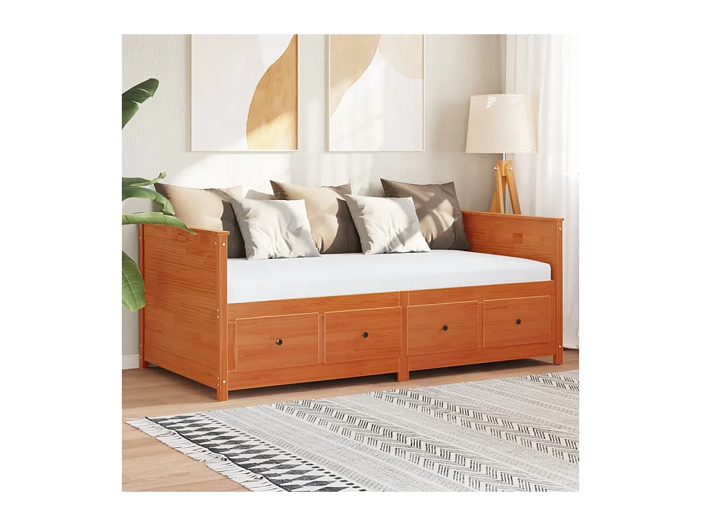 Lit de jour sans matelas cire marron 100x200 cm pin massif