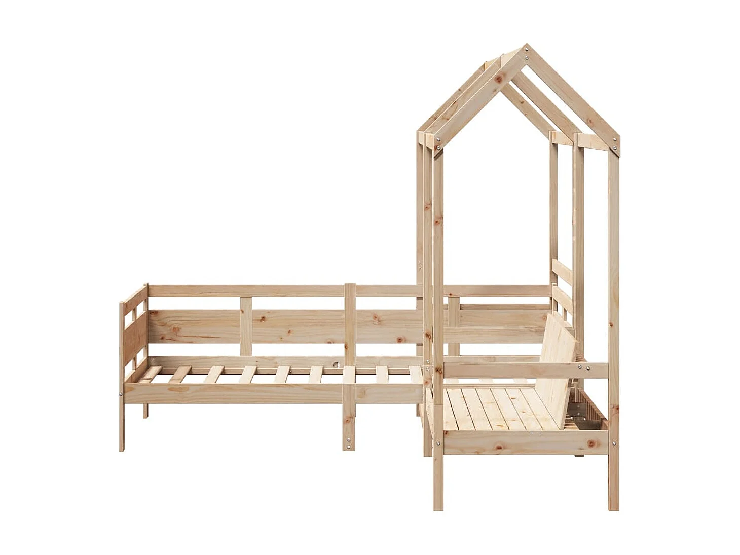 Tagesbett und Bank mit Dach 90x200 cm Kiefernholz