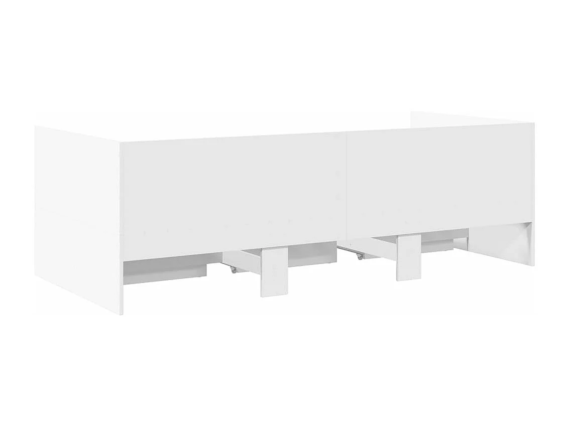 Divano Letto con Cassetti senza Materasso Bianco 100x200 cm