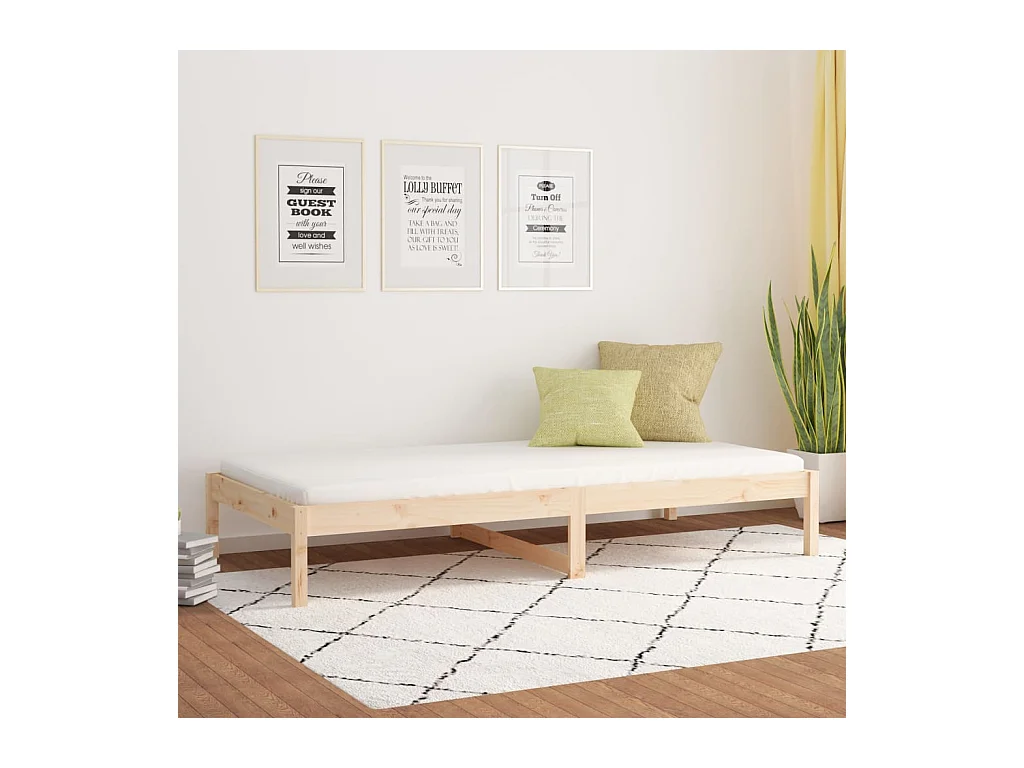 Lit de jour sans matelas 90x190 cm bois de pin massif