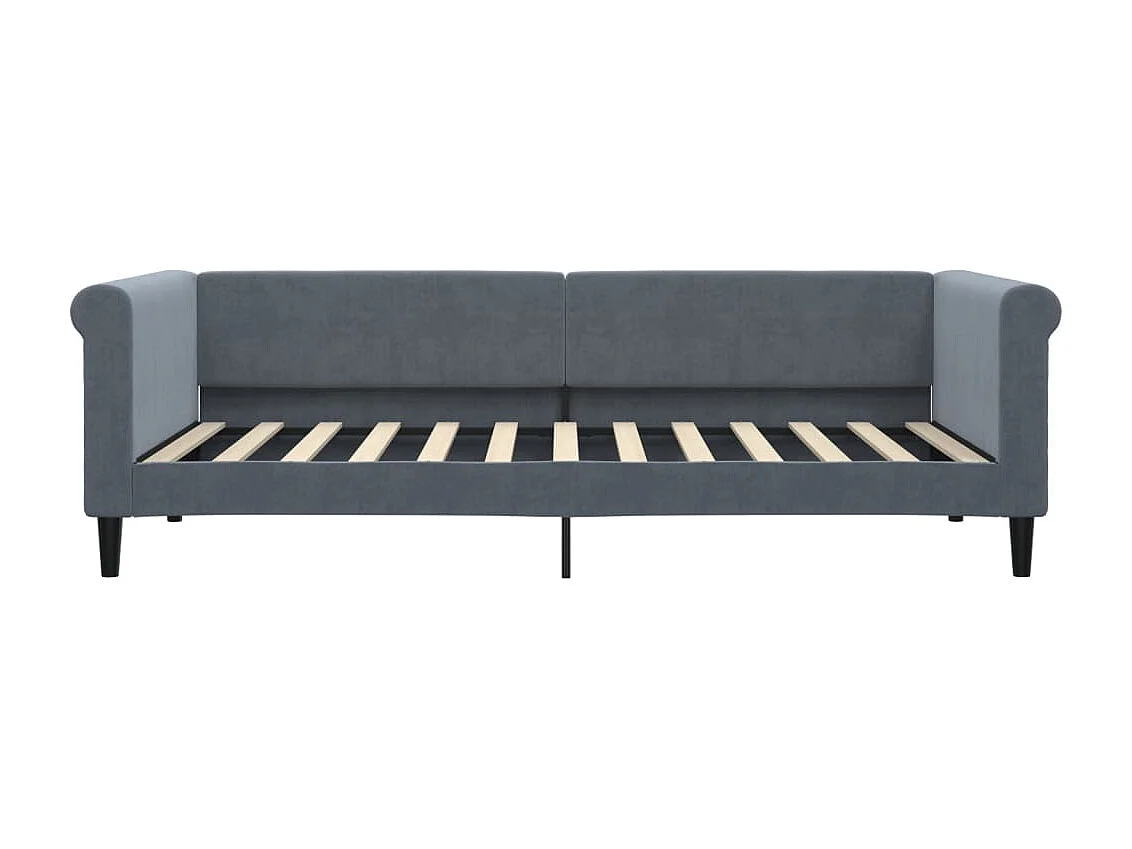 Divano Letto Estraibile Cassetti Grigio Scuro 90x200cm Velluto
