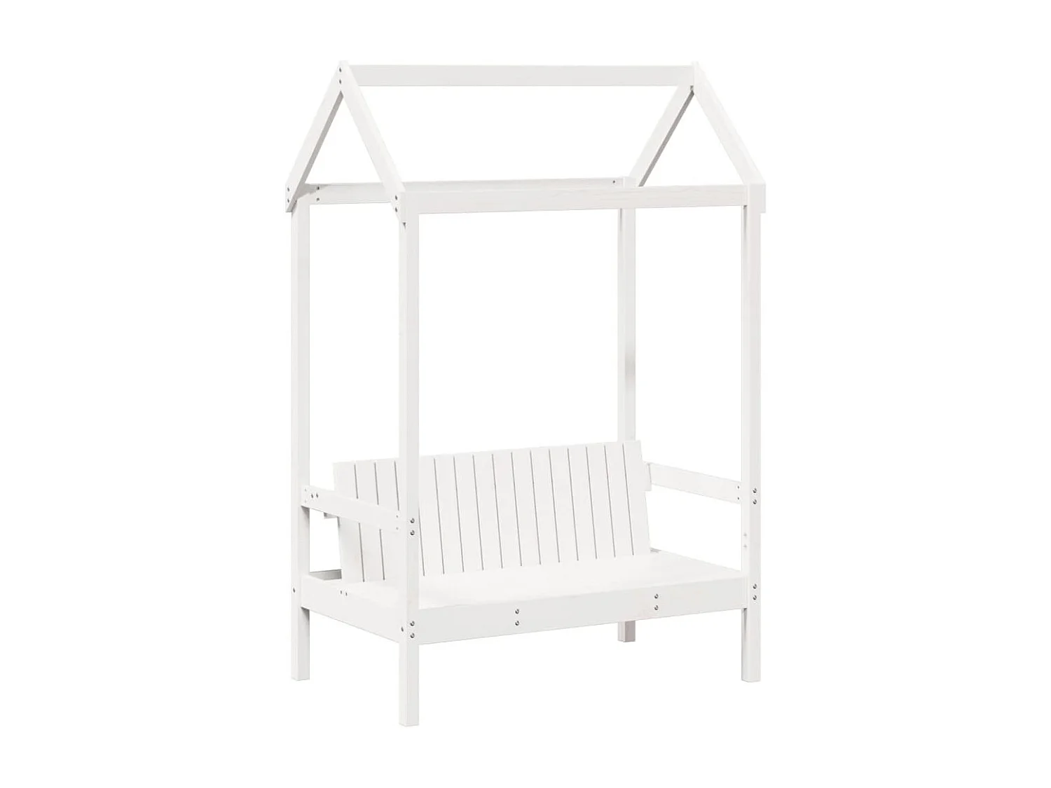 Ensemble de lit de jour et de banc avec toit sans matelas blanc
