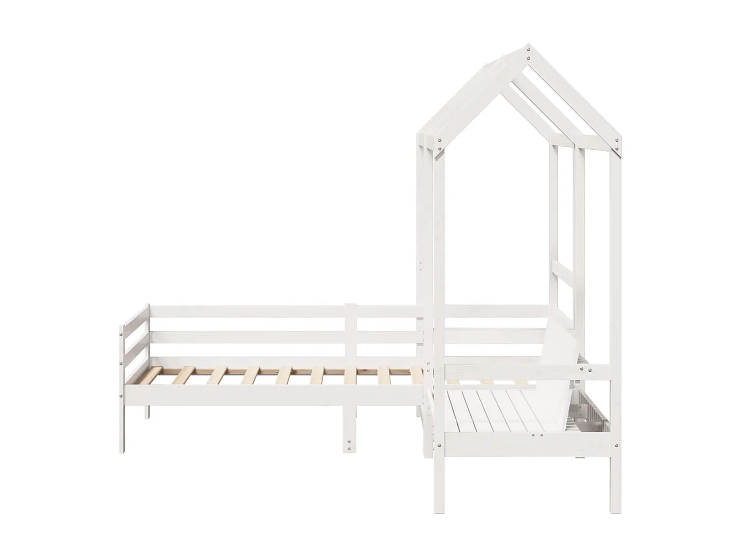 Ensemble de lit de jour et de banc avec toit sans matelas blanc