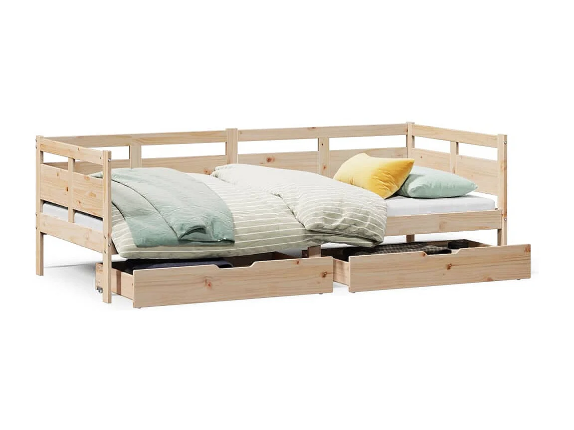 Lit de jour avec tiroirs sans matelas 90x190 cm bois massif