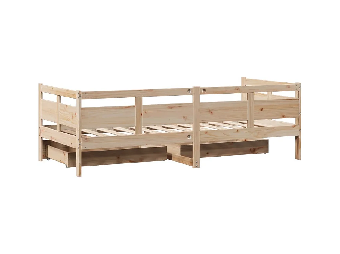 Lit de jour avec tiroirs sans matelas 90x190 cm bois massif