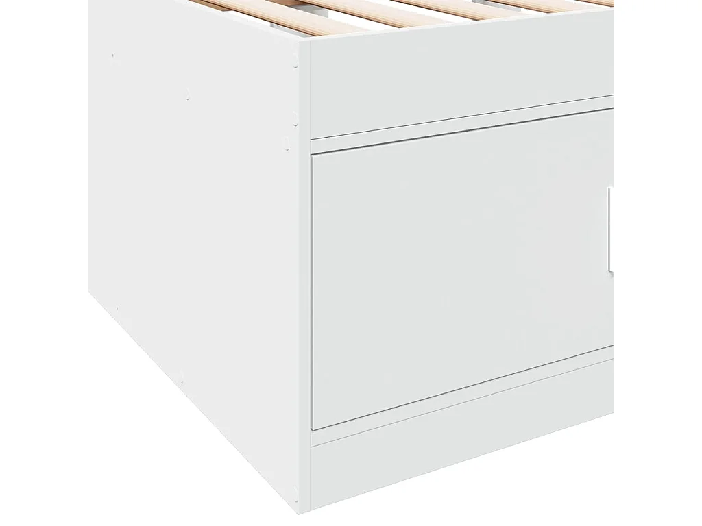 Divano Letto con Cassetti senza Materasso Bianco 100x200 cm