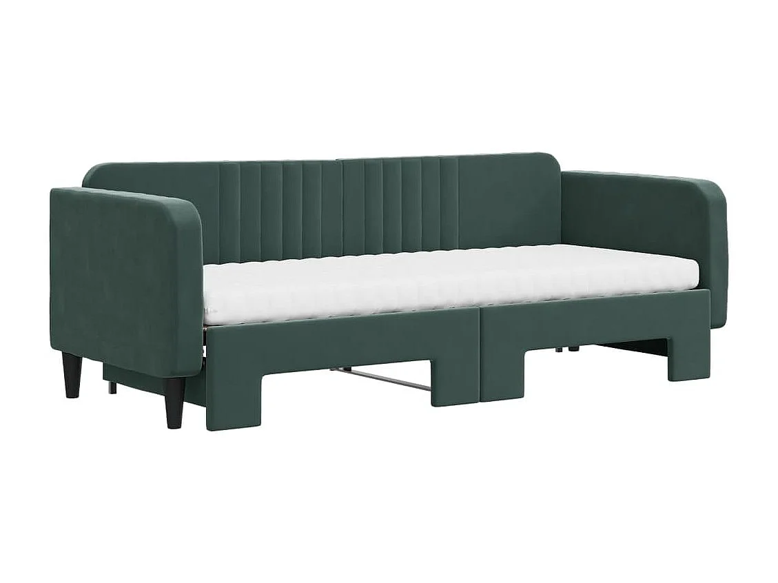 Divano Letto Estraibile Materassi Verde Scuro 80x200 Velluto
