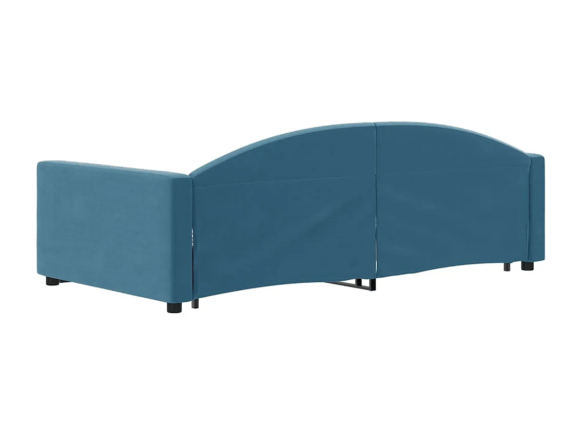 Slaapbank met onderschuifbed en lades 90x200 cm fluweel blauw