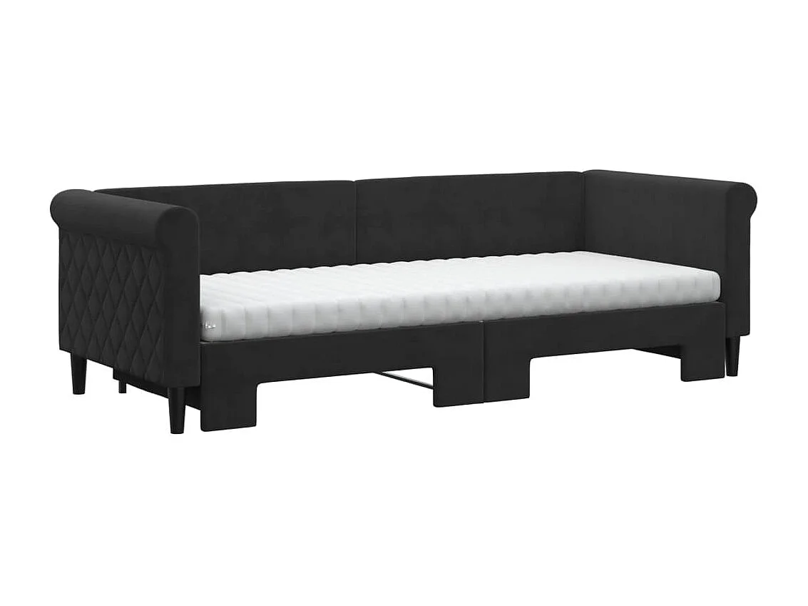 Divano Letto Estraibile con Materassi Nero 80x200 cm Velluto