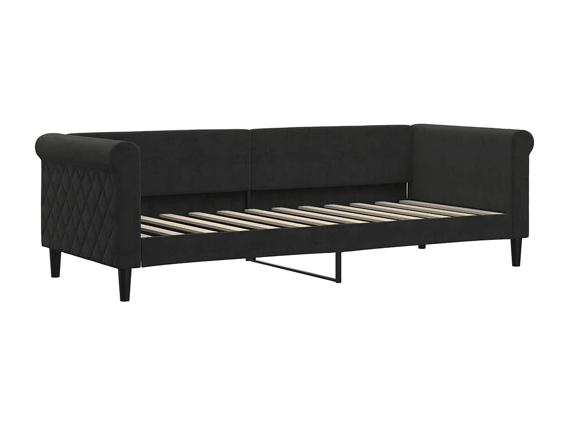 Divano Letto Estraibile con Materassi Nero 80x200 cm Velluto