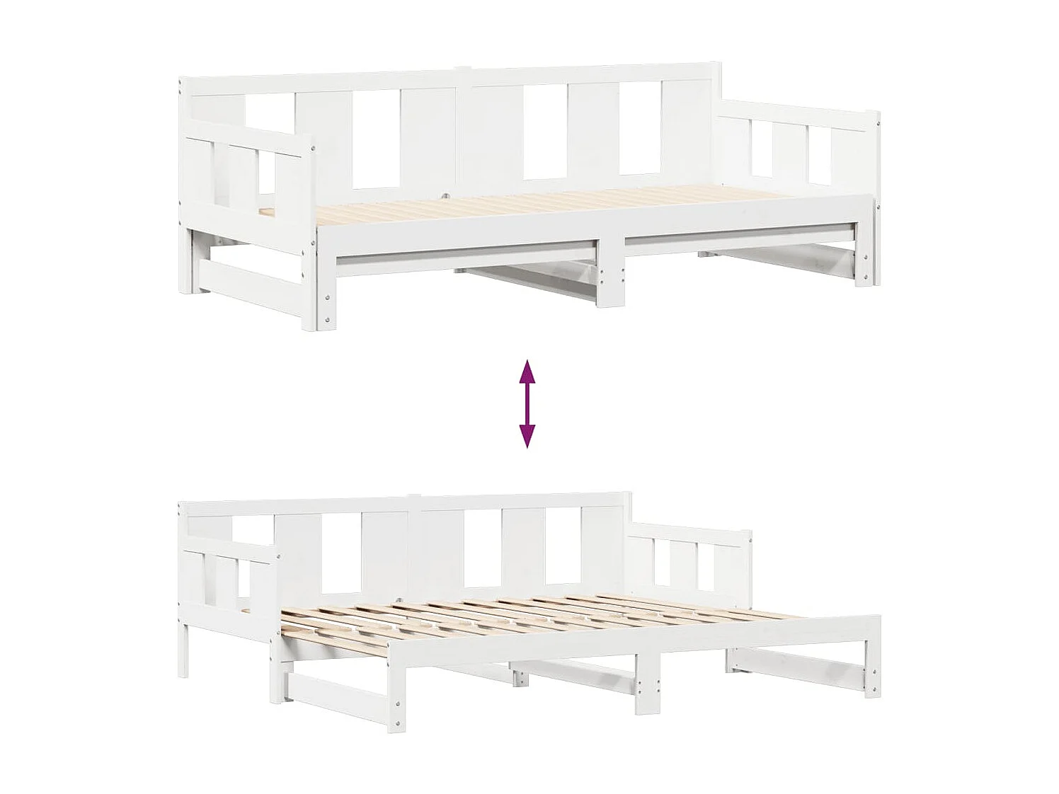 Letto Estraibile con Cassetti senza Materasso Bianco 80x200 cm