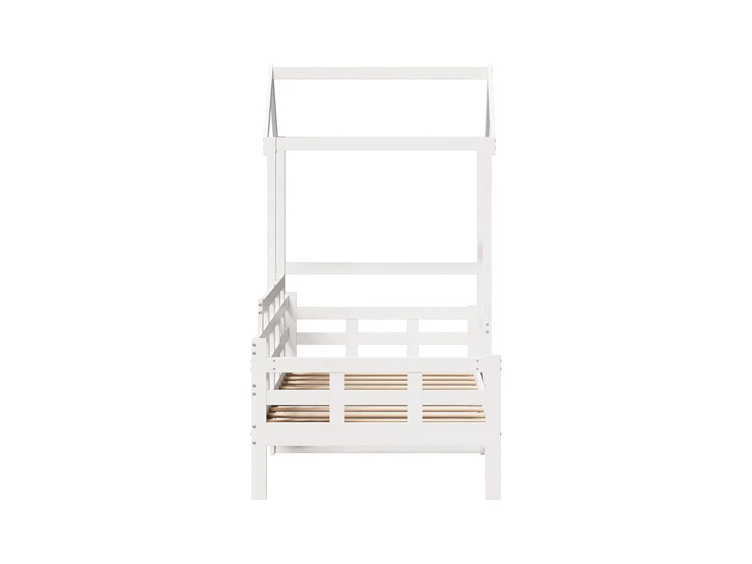 Dormeuse con Tetto 90x190 cm Bianco in Legno Massello di Pino