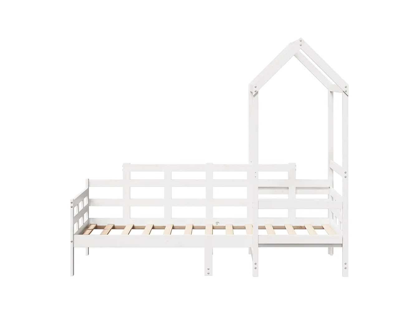 Dormeuse con Tetto 90x190 cm Bianco in Legno Massello di Pino