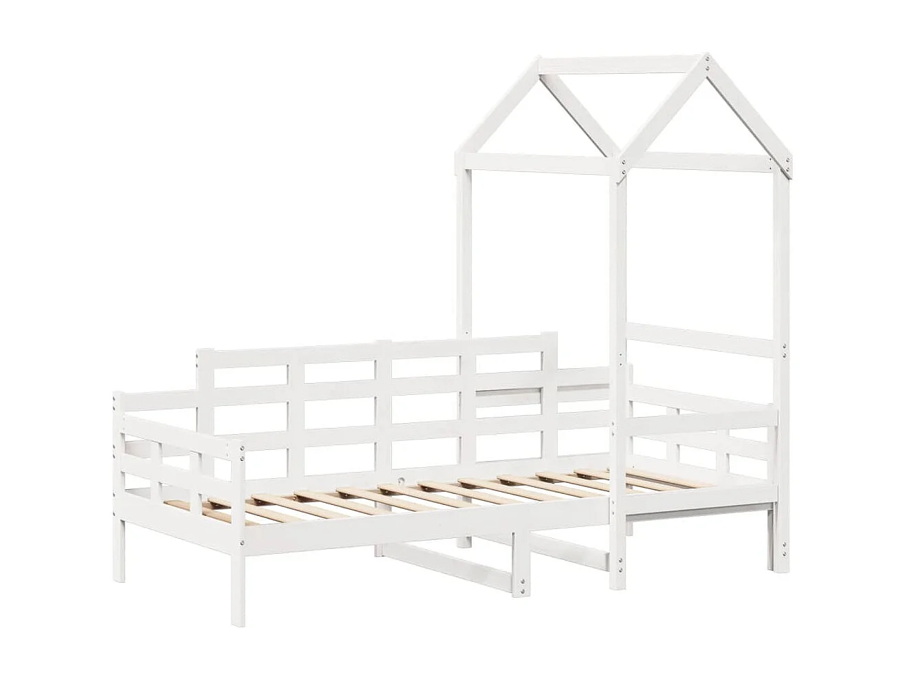 Tagesbett mit Dach Weiß 90x190 cm Massivholz Kiefer