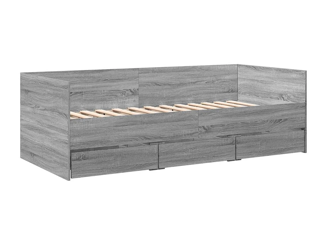 Sofá-cama com gavetas sem colchão 100x200 cm cinzento sonoma
