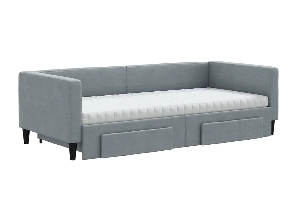 Sofá cama nido con cajones tela gris claro 90x190 cm