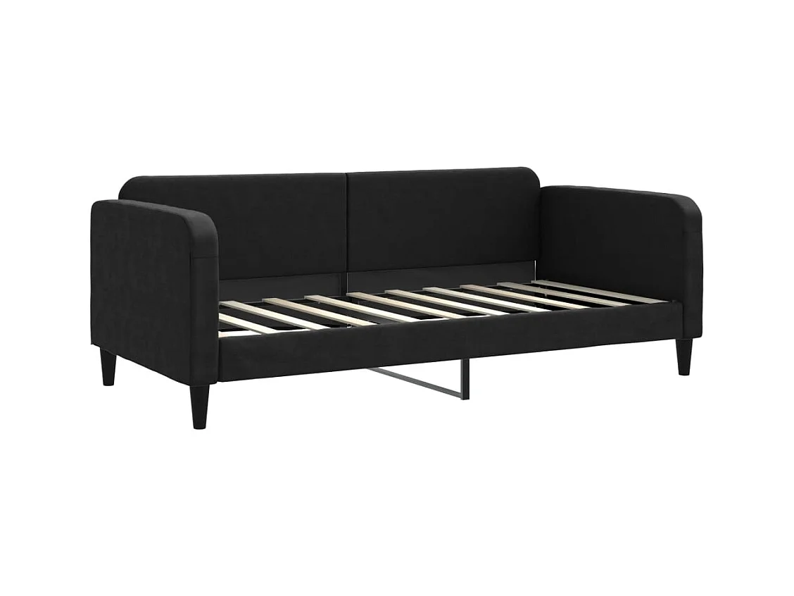 Lit de jour avec gigogne et tiroirs noir 90x190 cm tissu