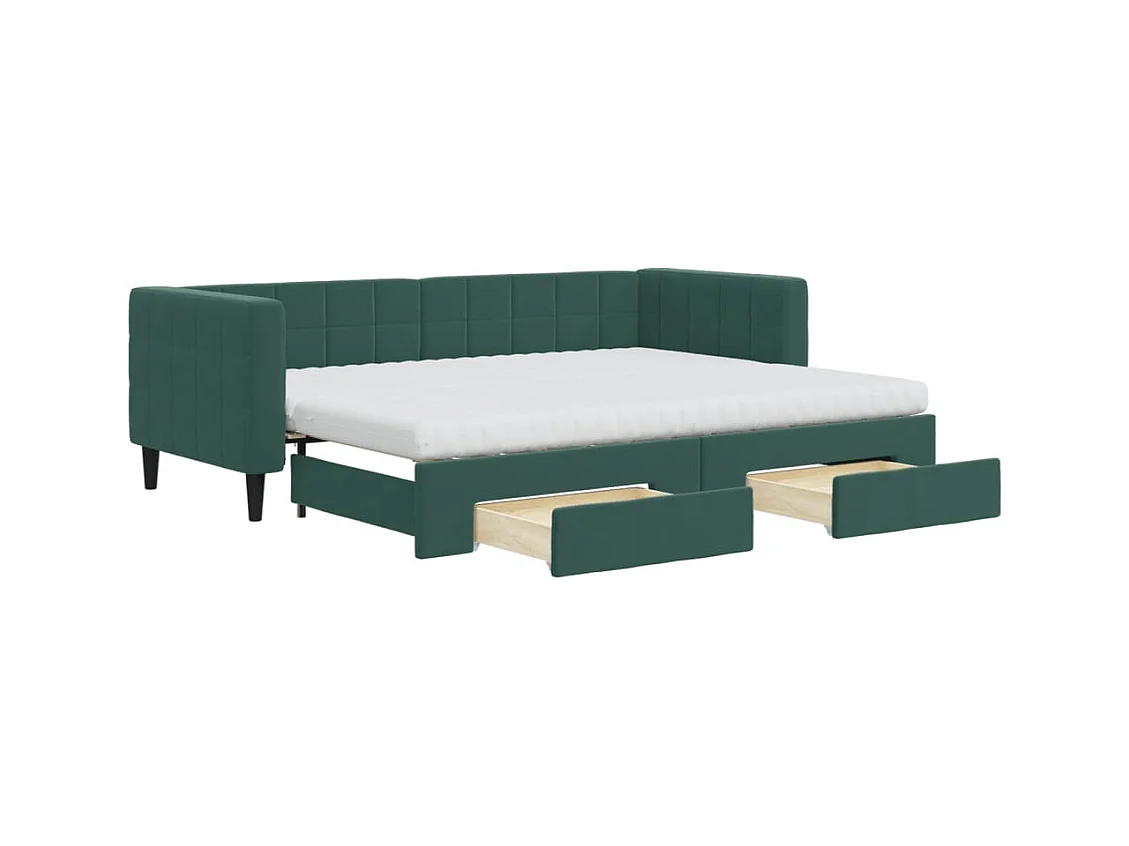 Tagesbett Ausziehbar mit Schubladen Dunkelgrün 80x200 cm Samt