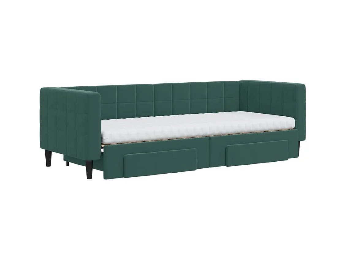 Tagesbett Ausziehbar mit Schubladen Dunkelgrün 80x200 cm Samt