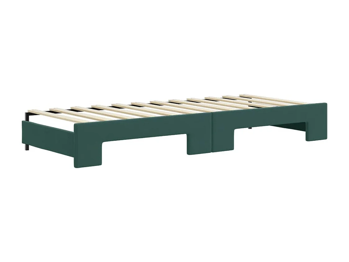 Divano Letto Estraibile Cassetti Verde Scuro 80x200cm Velluto