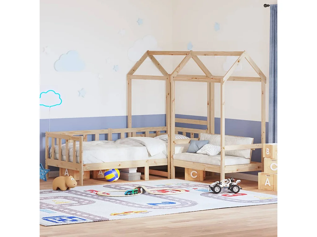 Tagesbett und Bank mit Dach 90x200 cm Kiefernholz