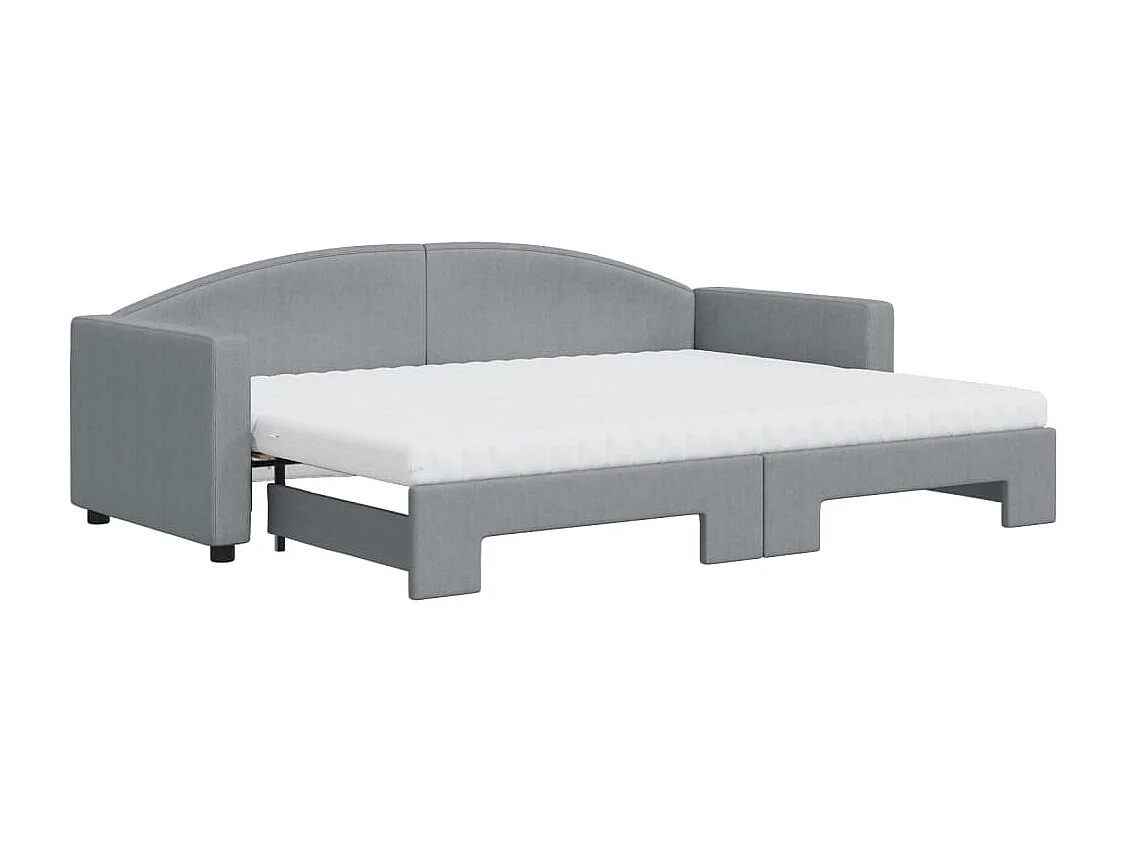 Sofá-cama c/ gavetão e colchões 80x200 cm tecido cinzento-claro