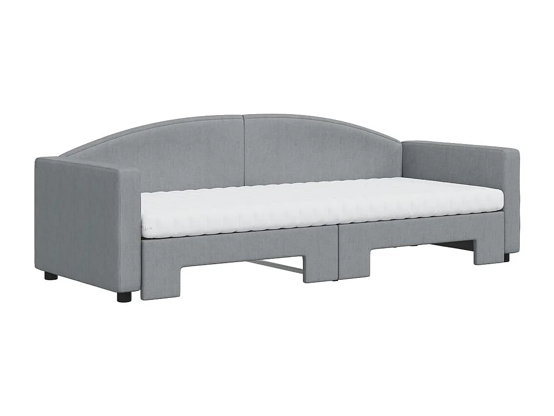 Sofá-cama c/ gavetão e colchões 80x200 cm tecido cinzento-claro