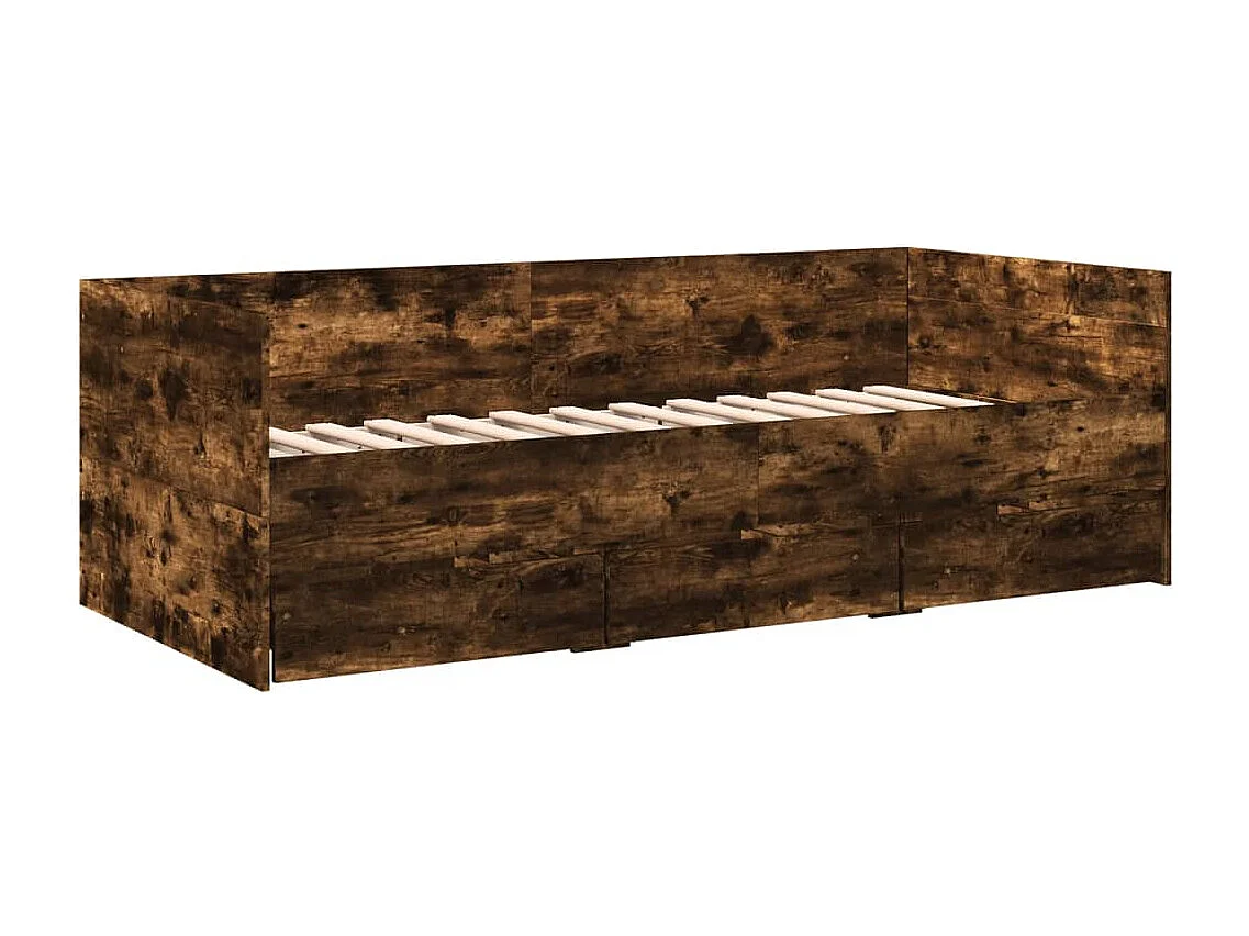 Divano Letto con Cassetti senza Materasso Rovere Fumo 75x190 cm