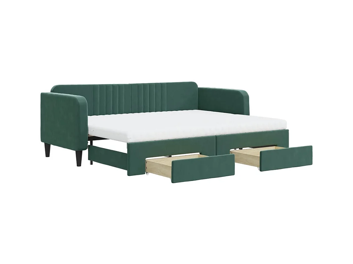 Tagesbett Ausziehbar mit Schubladen Dunkelgrün 80x200 cm Samt