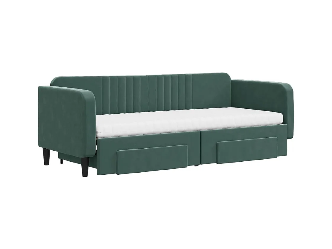 Tagesbett Ausziehbar mit Schubladen Dunkelgrün 80x200 cm Samt