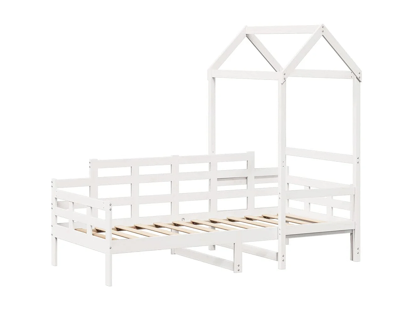 Sofá-cama com telhado 80x200 cm madeira de pinho maciça branco