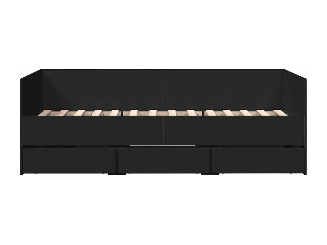 Lit de jour avec tiroirs sans matelas noir 75x190 cm