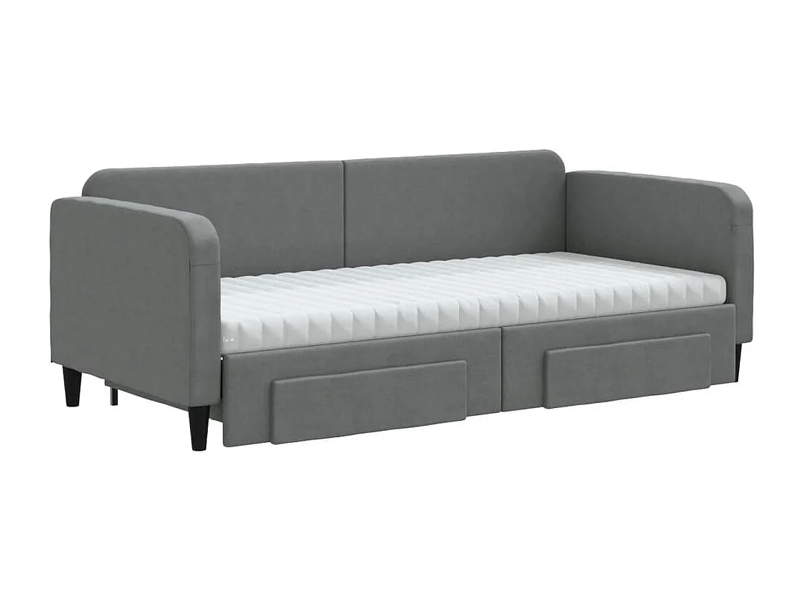 Divano Letto Estraibile Cassetti Grigio Scuro 90x190cm Tessuto