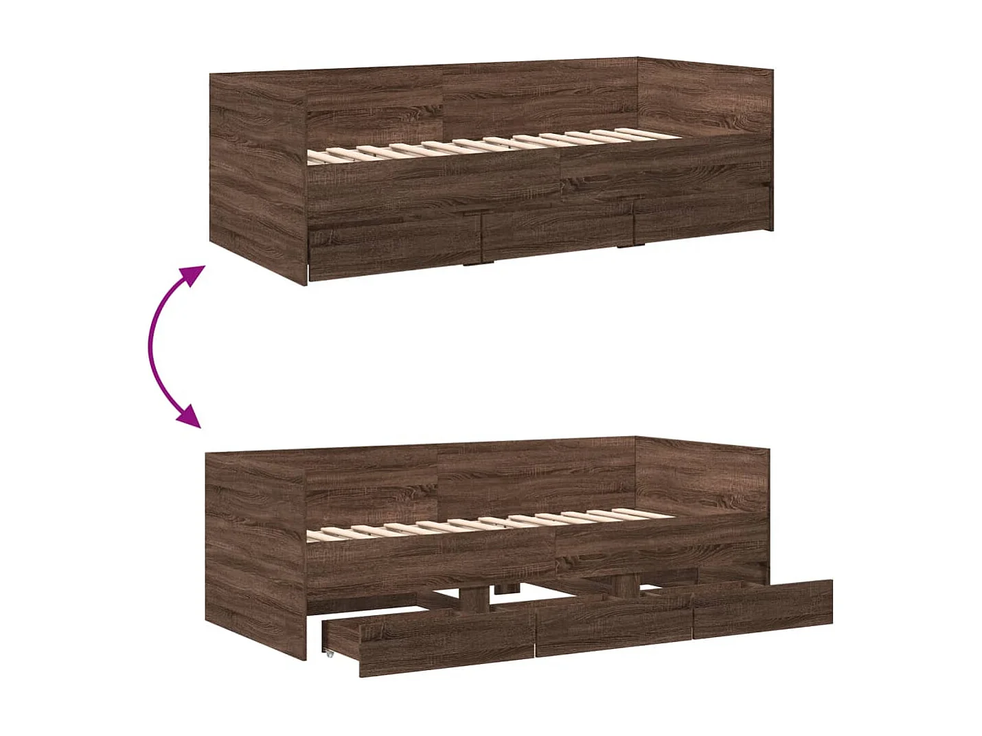 Tagesbett mit Schubladen ohne Matratze 75x190 cm