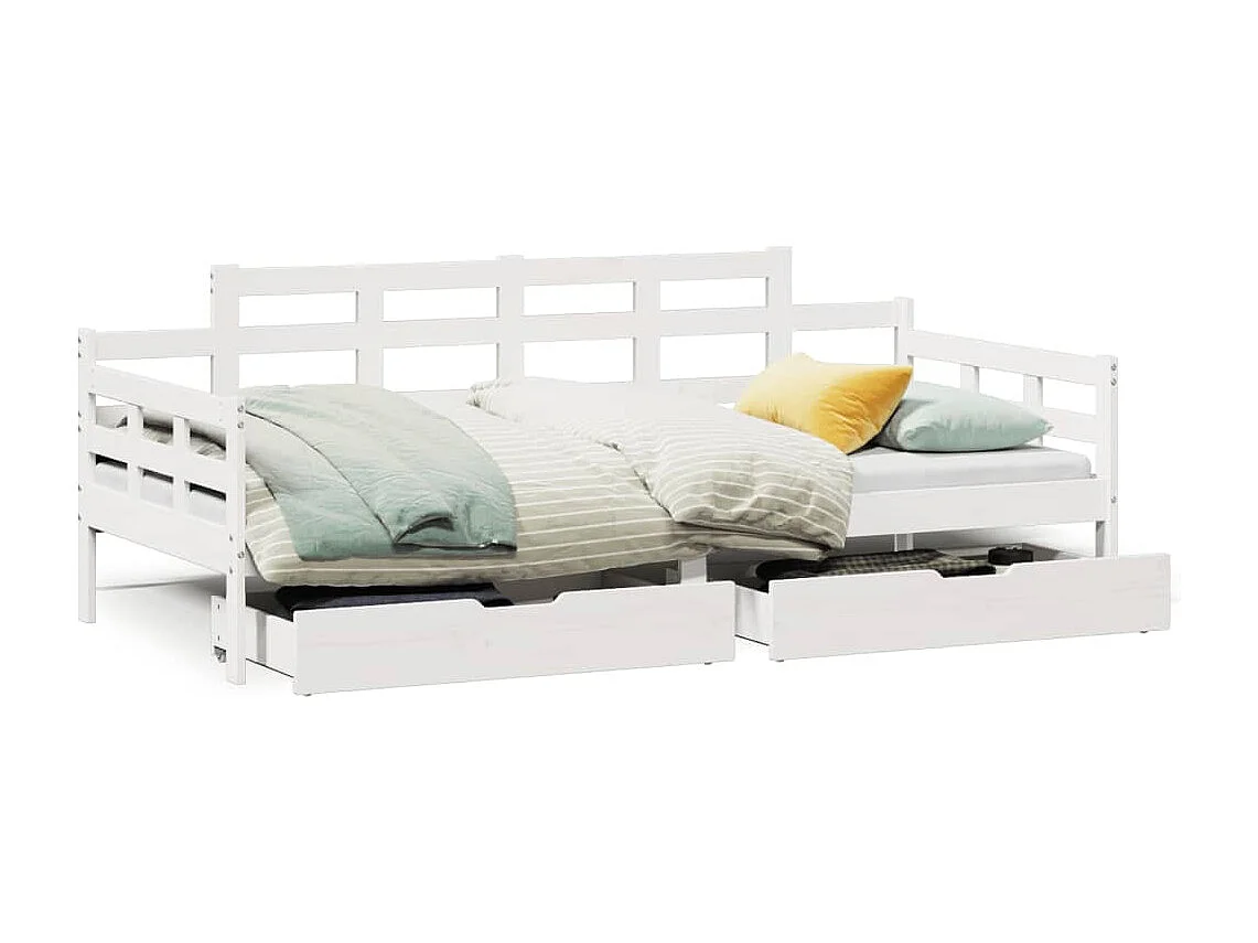 Lit de jour et tiroirs sans matelas blanc 80x200 cm bois massif