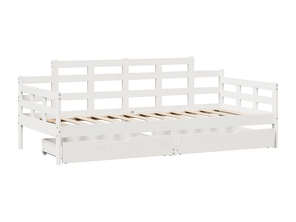 Lit de jour et tiroirs sans matelas blanc 80x200 cm bois massif