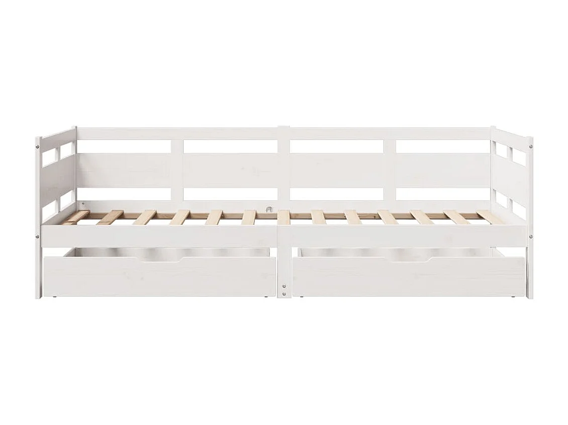 Lit de jour et tiroirs sans matelas blanc 90x190 cm bois massif