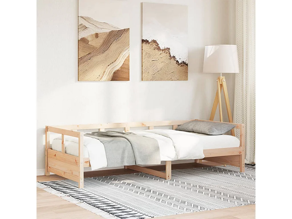 Lit de jour sans matelas naturel 90x190 cm bois pin massif