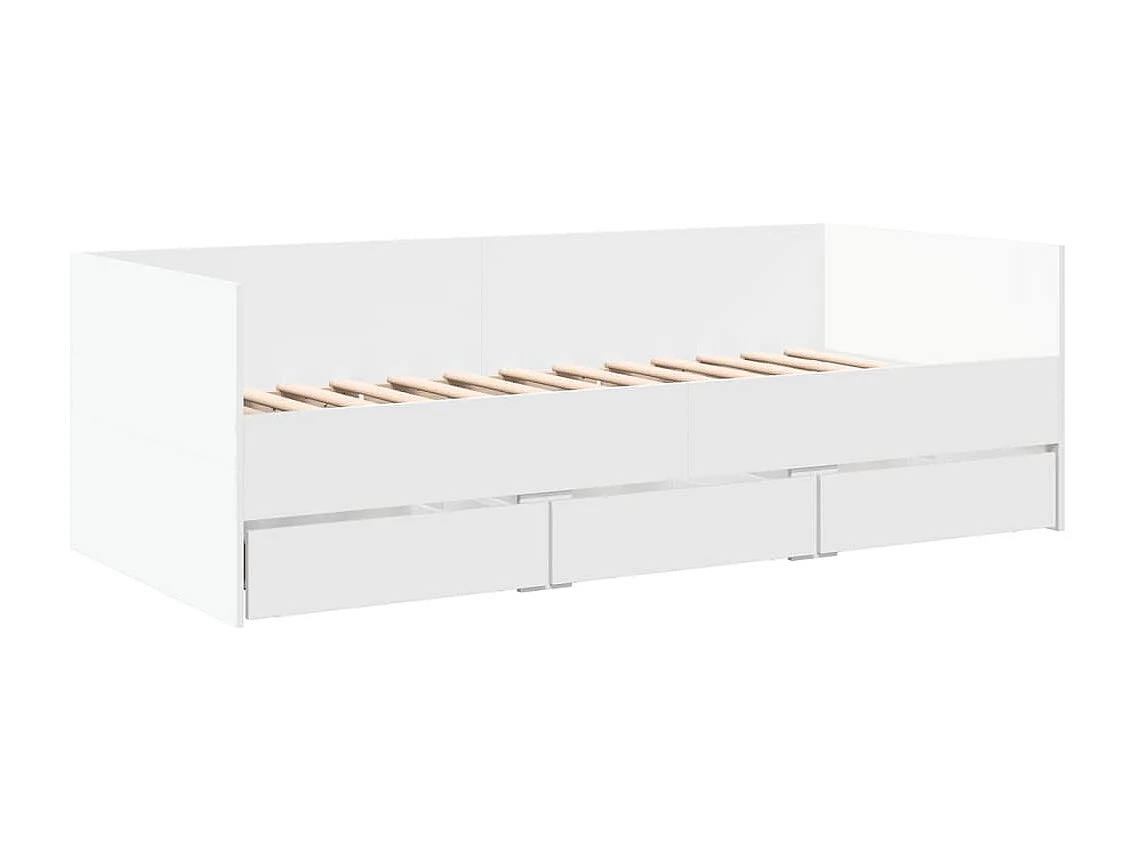 Divano Letto con Cassetti senza Materasso Bianco 90x200 cm