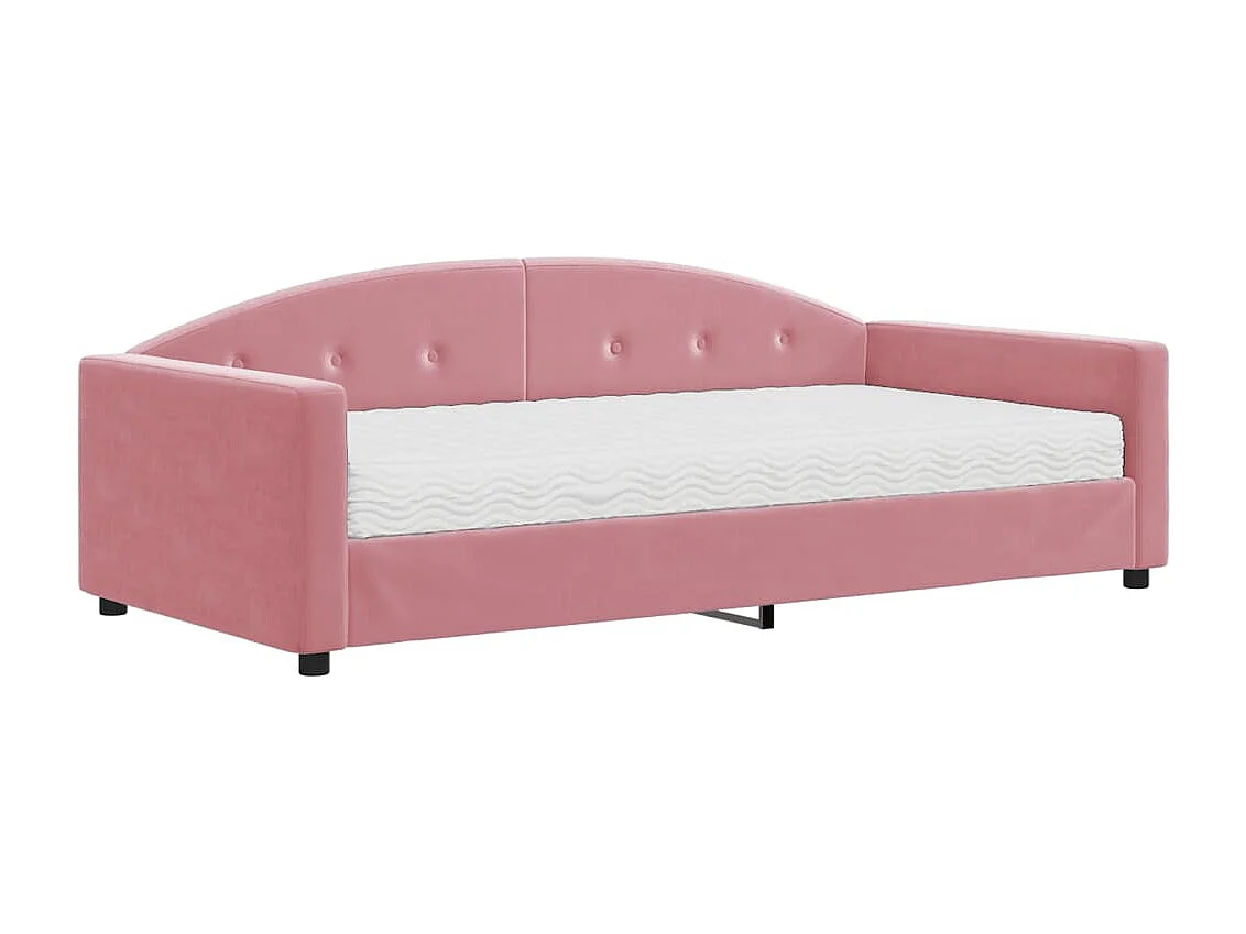 Lit de jour avec matelas rose 100x200 cm velours