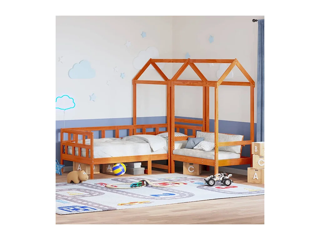 Ensemble de lit de jour avec toit sans matelas 90x200 cm