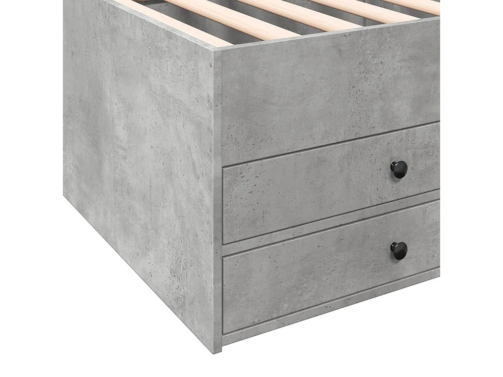 Lit de jour avec tiroirs sans matelas gris béton 90x200 cm