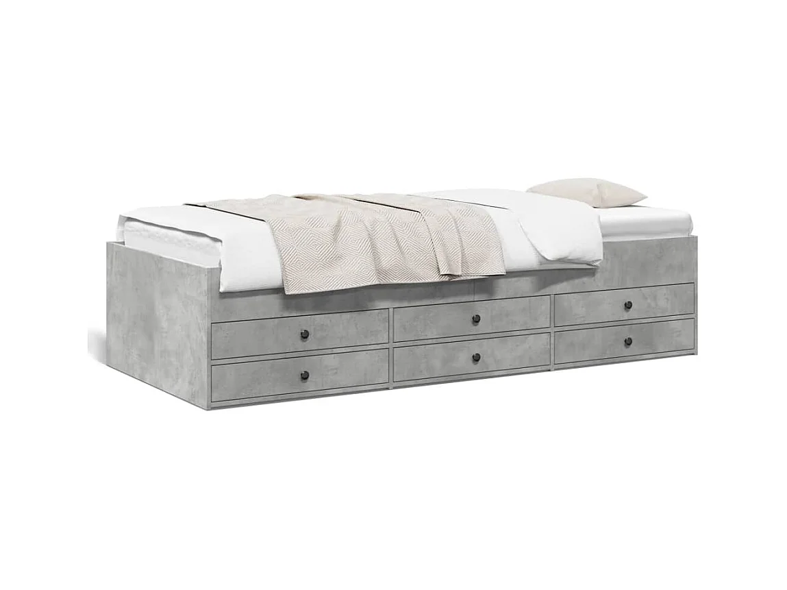 Slaapbank met lades zonder matras 90x200 cm betongrijs