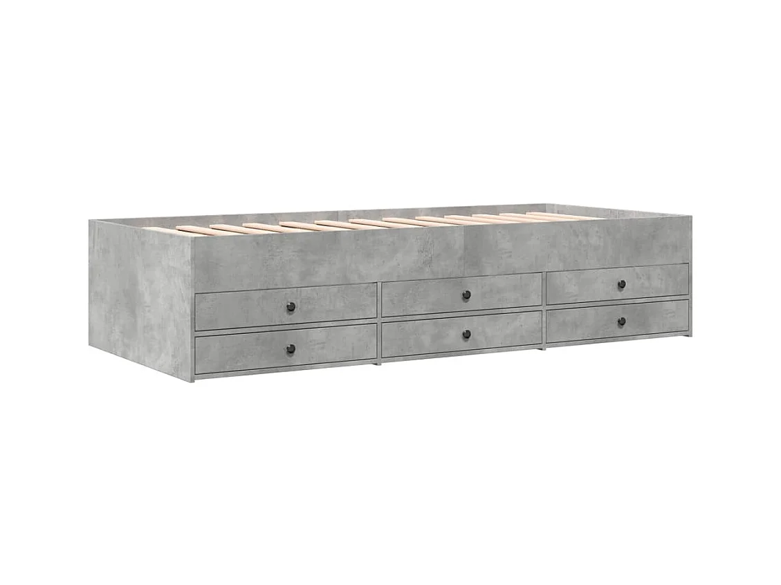 Slaapbank met lades zonder matras 90x200 cm betongrijs