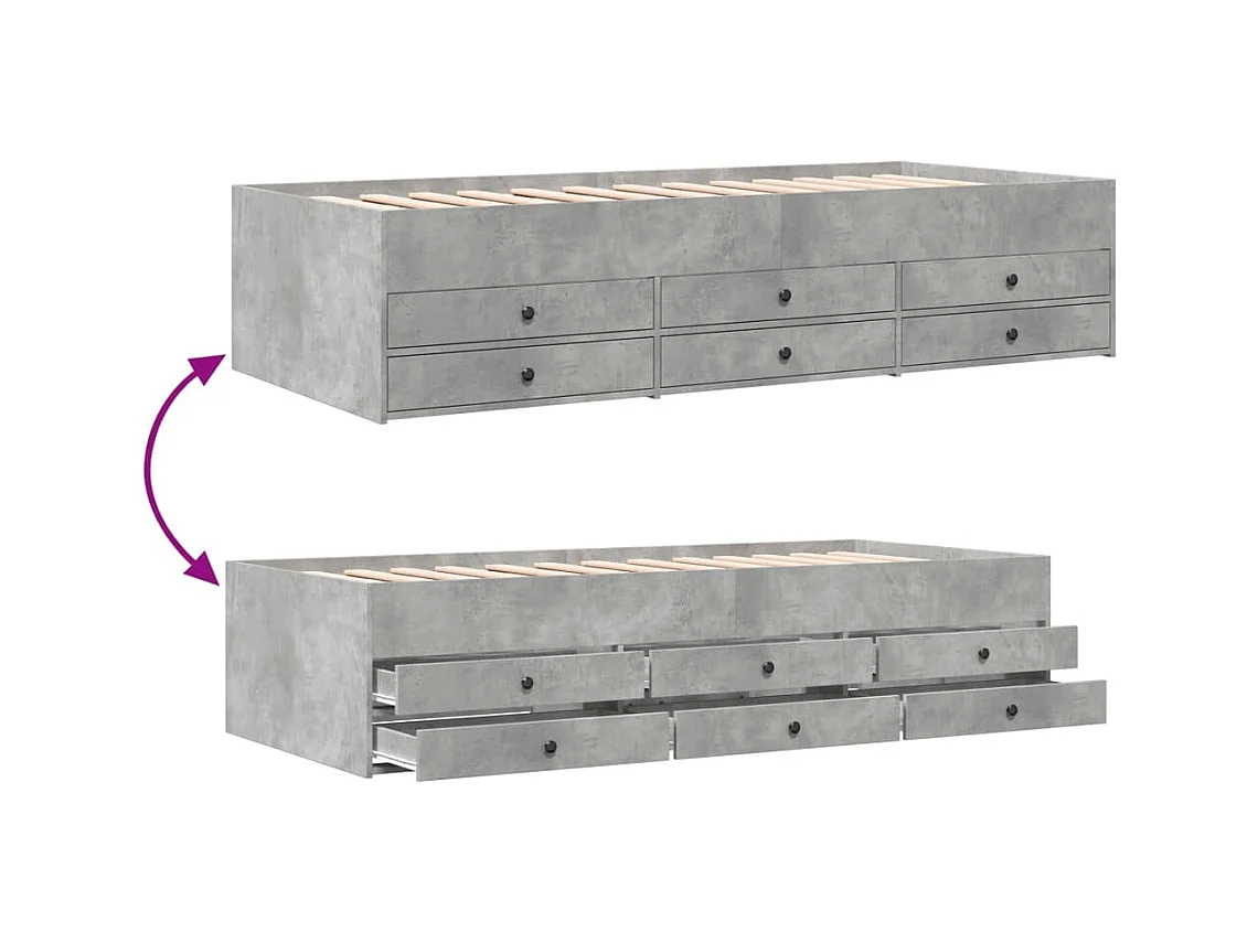 Slaapbank met lades zonder matras 90x200 cm betongrijs