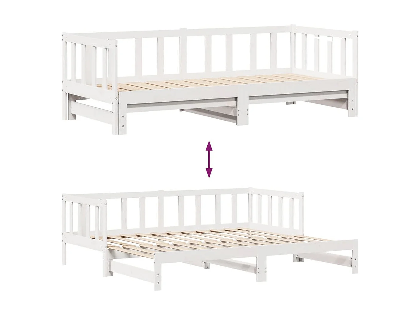 Letto Estraibile con Cassetti senza Materasso Bianco 80x200 cm