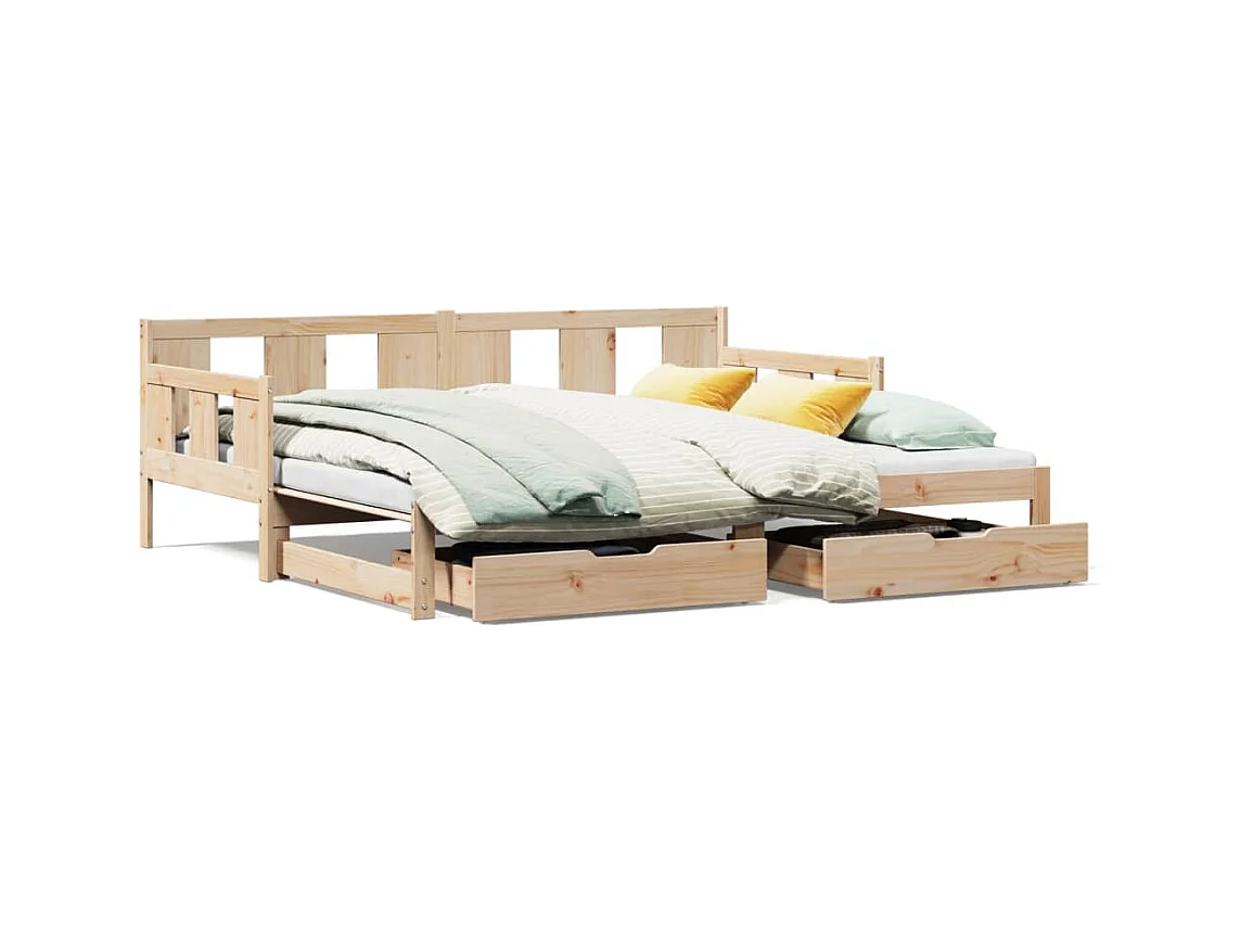 Tagesbett Ausziehbar mit Schubladen ohne Matratze 90x200 cm