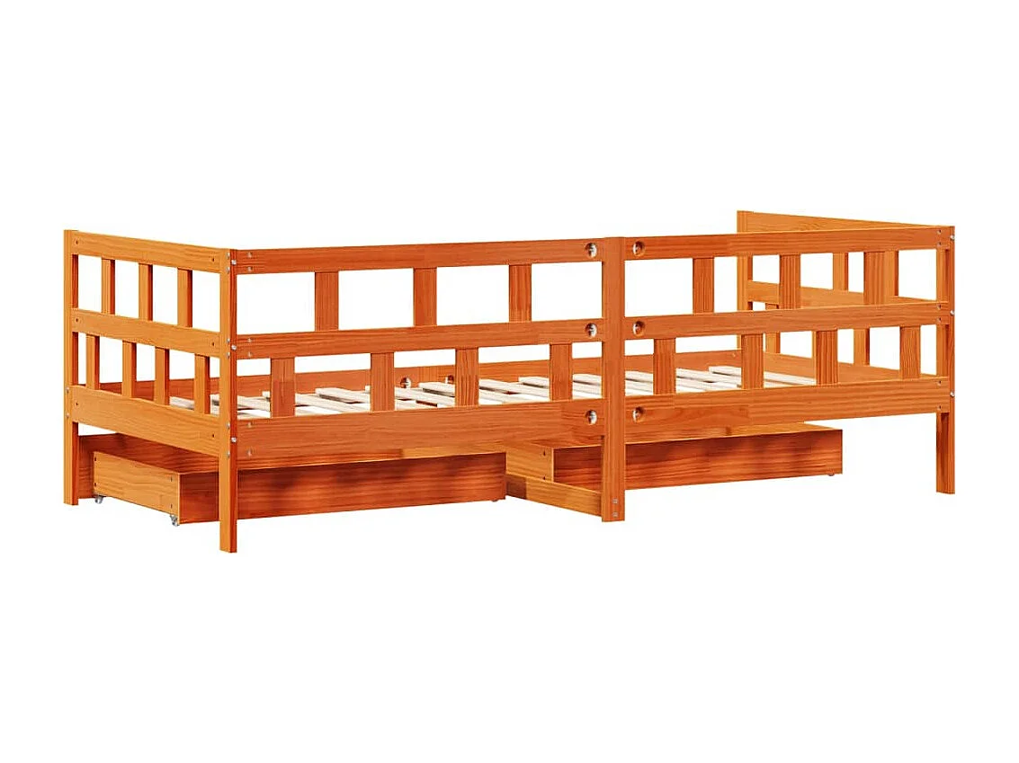 Lit de jour avec tiroirs sans matelas cire marron 90x200cm bois