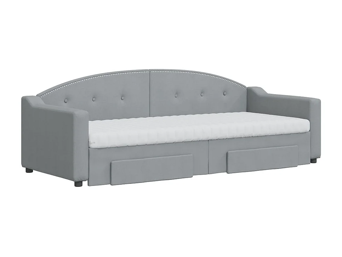 Divano Letto Estraibile Cassetti Grigio Chiaro 80x200cm Tessuto